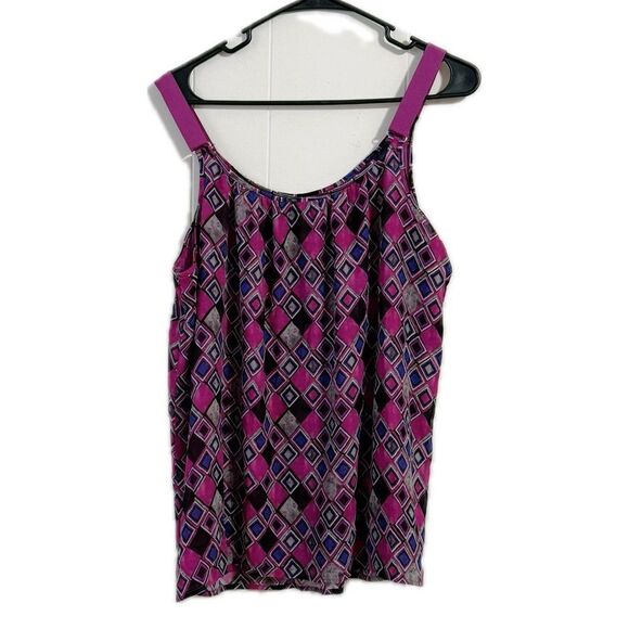 Lane Bryant Purple and Pink Sleeveless Relaxed Tank Top - Picture 3 of 6